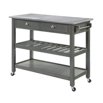 Kitchen Cart - 3-Tier Stainless Steel Rolling Utility Cart with Drawers & Wheels