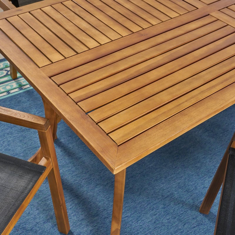 Shanter Outdoor Acacia Wood 7 Piece Dining Set with Mesh Seats by Christopher Knight Home