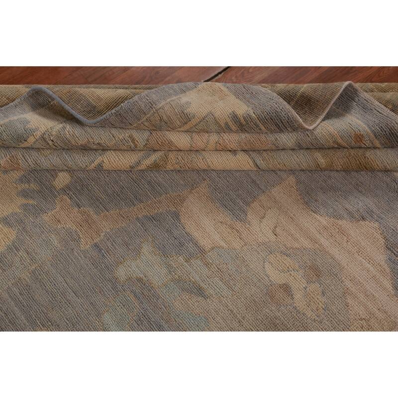 Hand Knotted Oriental 100% Wool Carpet Transitional All-Over Greys & Charcoal Oushak Area Rug - 13' 9'' X 10' 1''