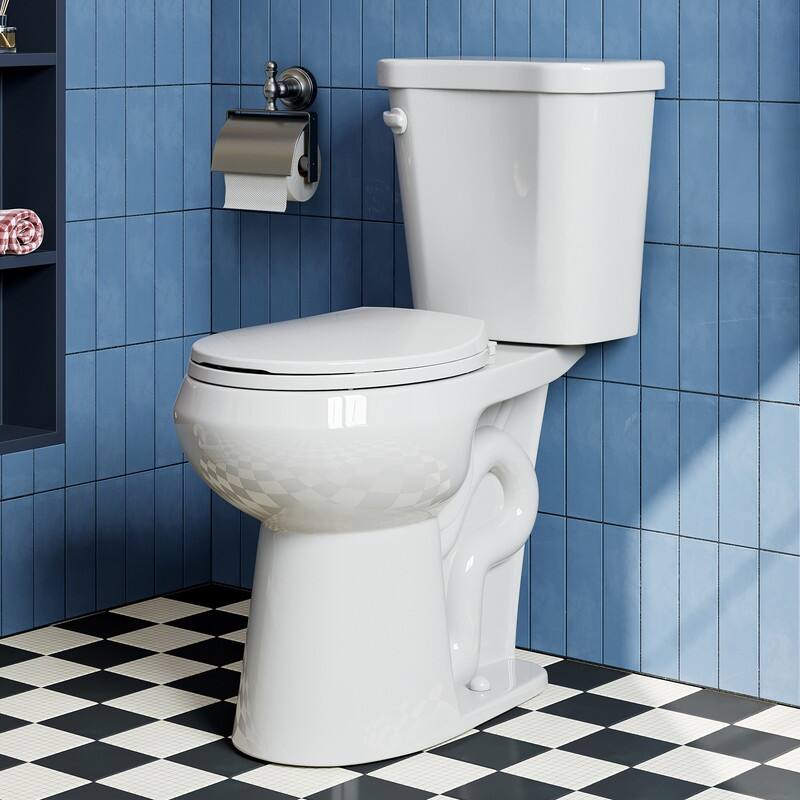 HOROW 2 Piece ADA Tall Single Flush Round Toilet White 1.28 GPF Strong Flush Soft Close Seat - 19 Inch