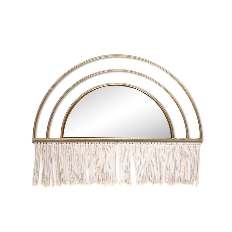 Arched Mirrored Wall Decoration - 24" - Gold and White