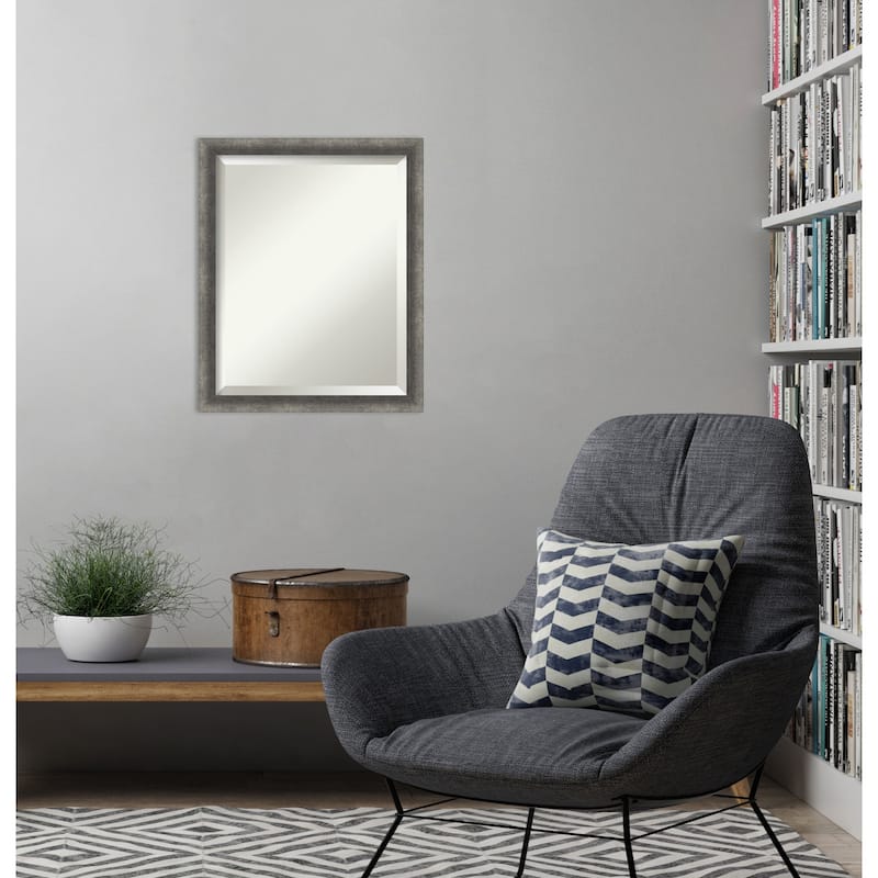 Burnished Concrete Narrow Beveled Wood Framed Wall Mirror - Burnished Concrete Narrow