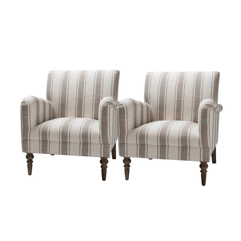 Seip Modern Striped Arm Chair with Spindle Wood Legs Set of 2 by HULALA HOME
