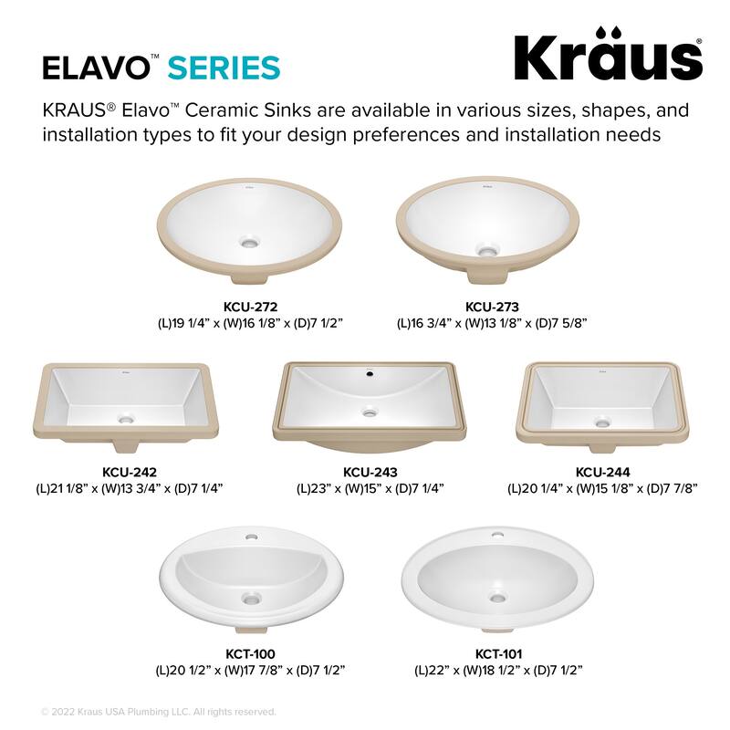 Kraus KCU-244 Elavo 20-1/4" Rectangular Vitreous China Undermount
