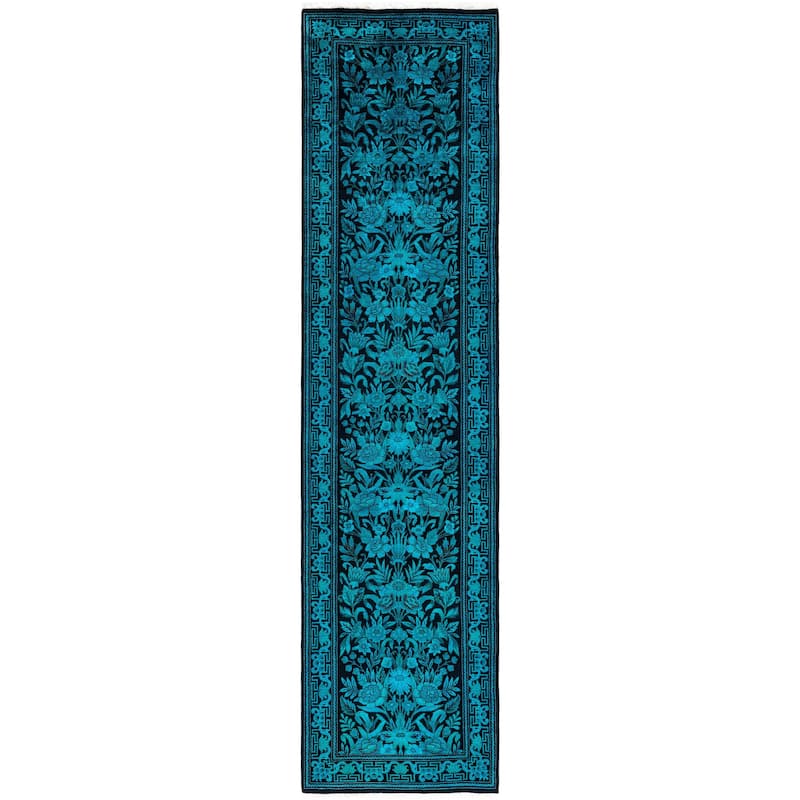 Overdyed One-of-a-Kind Hand-Knotted Area Rug - Black - 2' 7" x 10' 8"