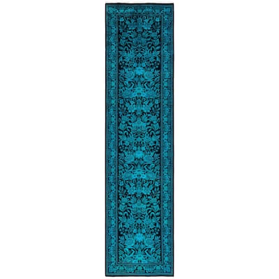 Overdyed One-of-a-Kind Hand-Knotted Area Rug - Black - 2' 7" x 10' 8"