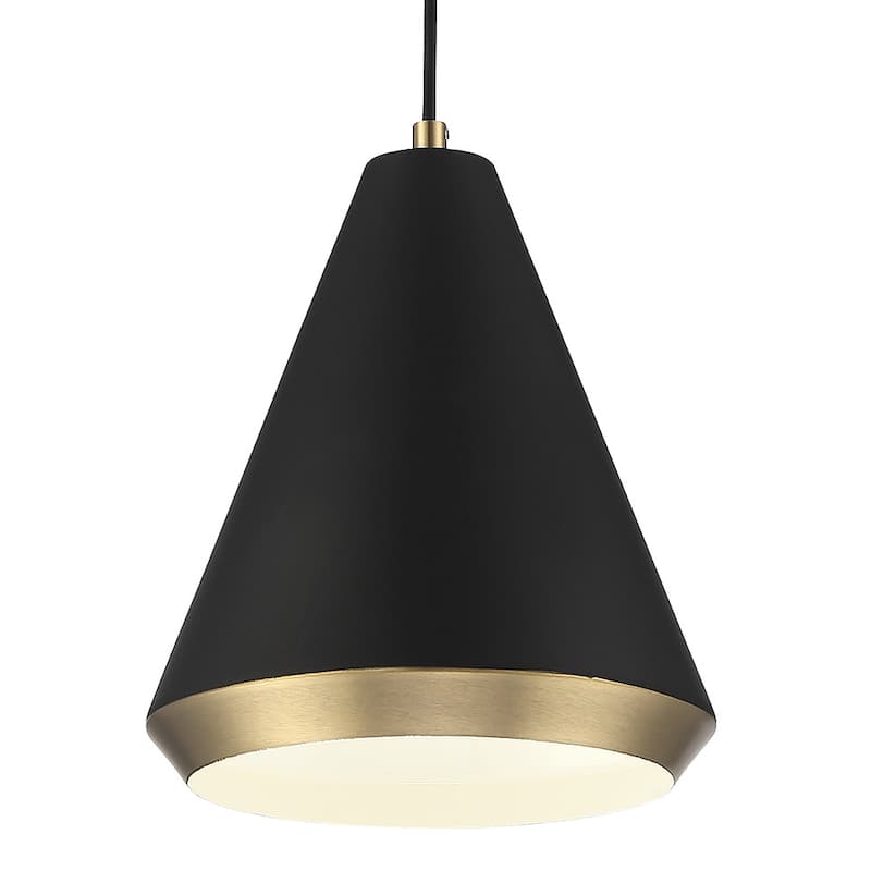 Meridian M70122 10" Wide Pendant - Matte Black / Natural Brass