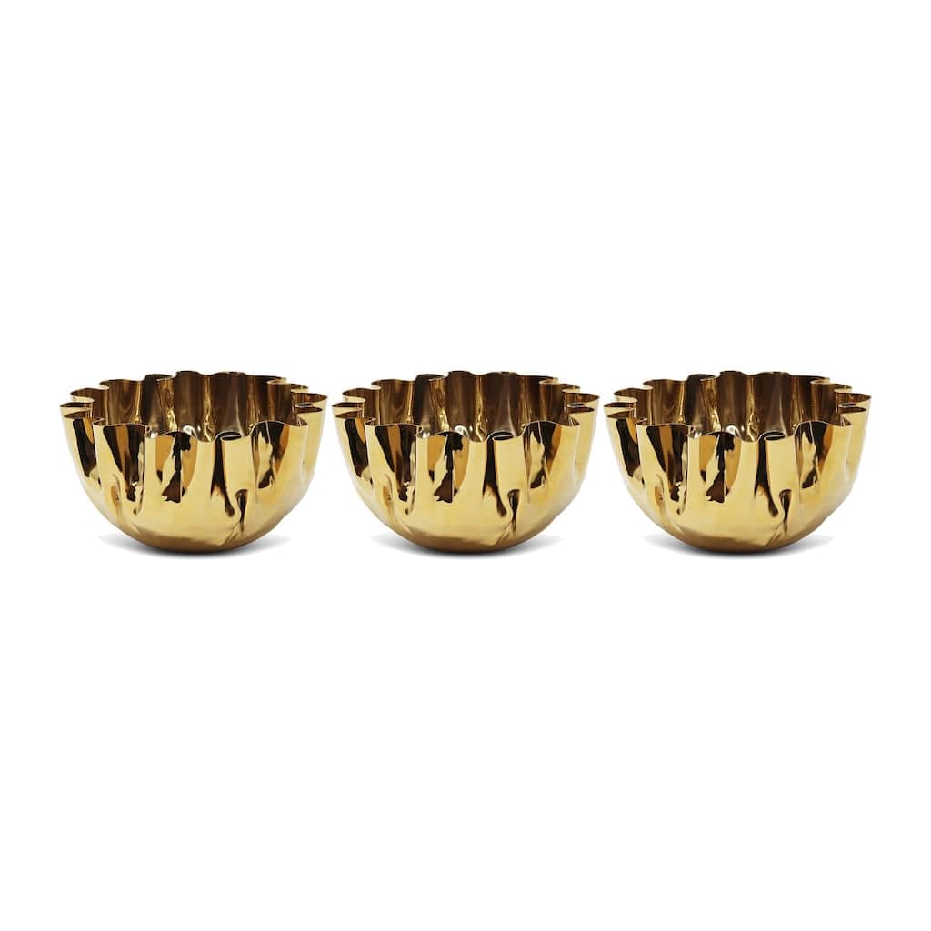 Set of 3 Stainless Steel Crushed Bowls, 4.75"D