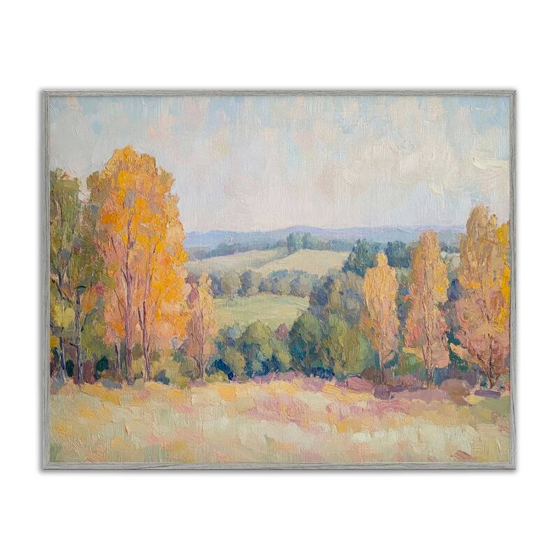 Stupell Countryside in Autumn Framed Giclee Art Design By Petal Prints Design - 14 x 11 - Grey