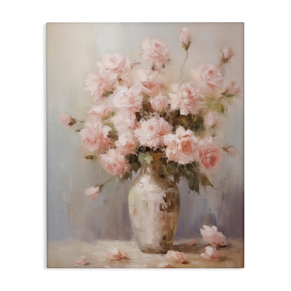 Stupell Vase of Soft Pink Roses Canvas Wall Art Design By Arlington Prints