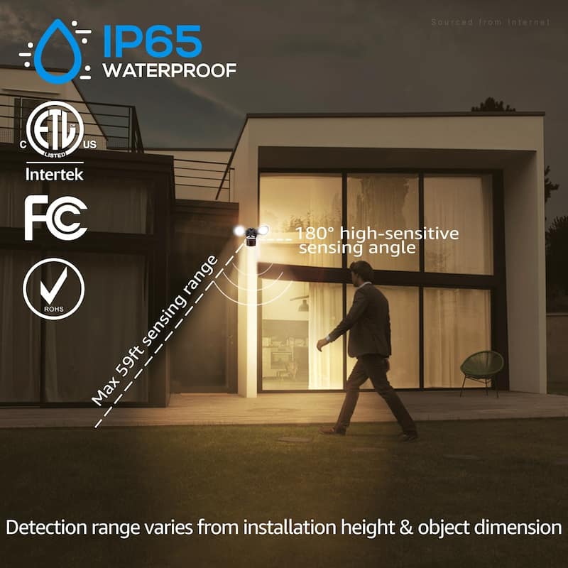 LED Security Light, Motion Sensor Flood Lights, 3000K, Bronze - 2PACK