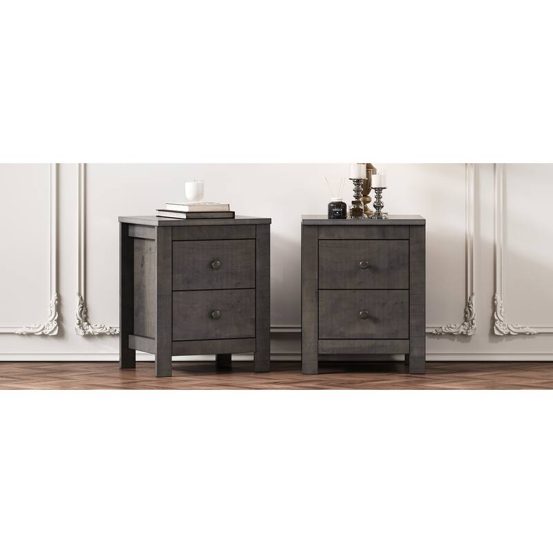 Farmhouse Wooden Nightstand Set of 2
