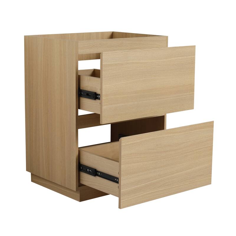 24-Inch Freestanding Bathroom Vanity with 2 Drawers, Engineered Wood Base, Elegant Minimalist Design, and Multi-Purpose Storage