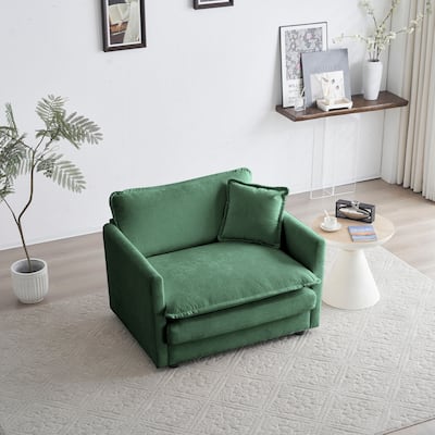 Chenille Single Sofa Chair, 41.4"W Oversized Accent Chairs, Modern Upholstered Deep Seat Comfy Armchair with Pillow