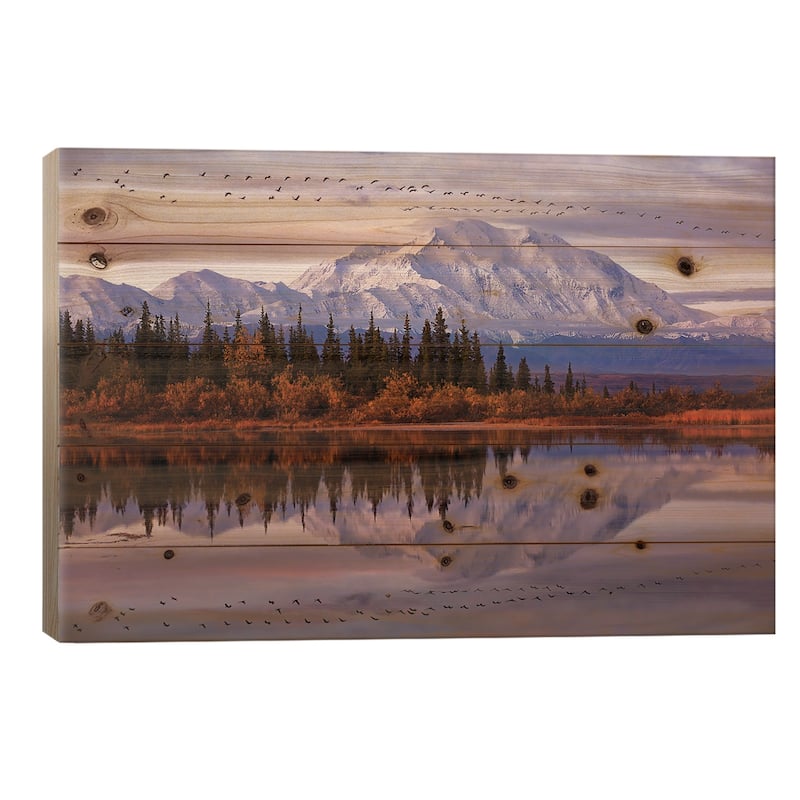 Flying Over Print On Wood by Michael Zheng - Multi-Color - 18x26x1.5