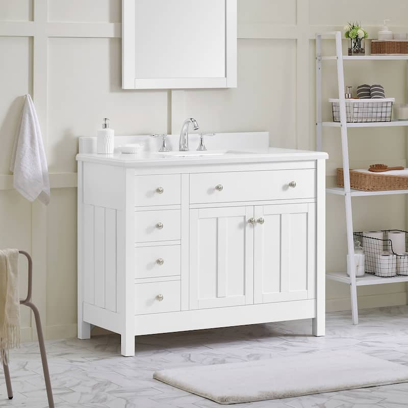 OVE Decors Newcastle Pure White Undermount Sink Vanity with Marble Top - Painted - 42