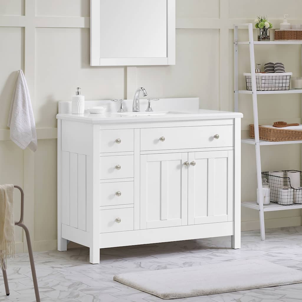 OVE Decors Newcastle Pure White Undermount Sink Vanity with Marble Top