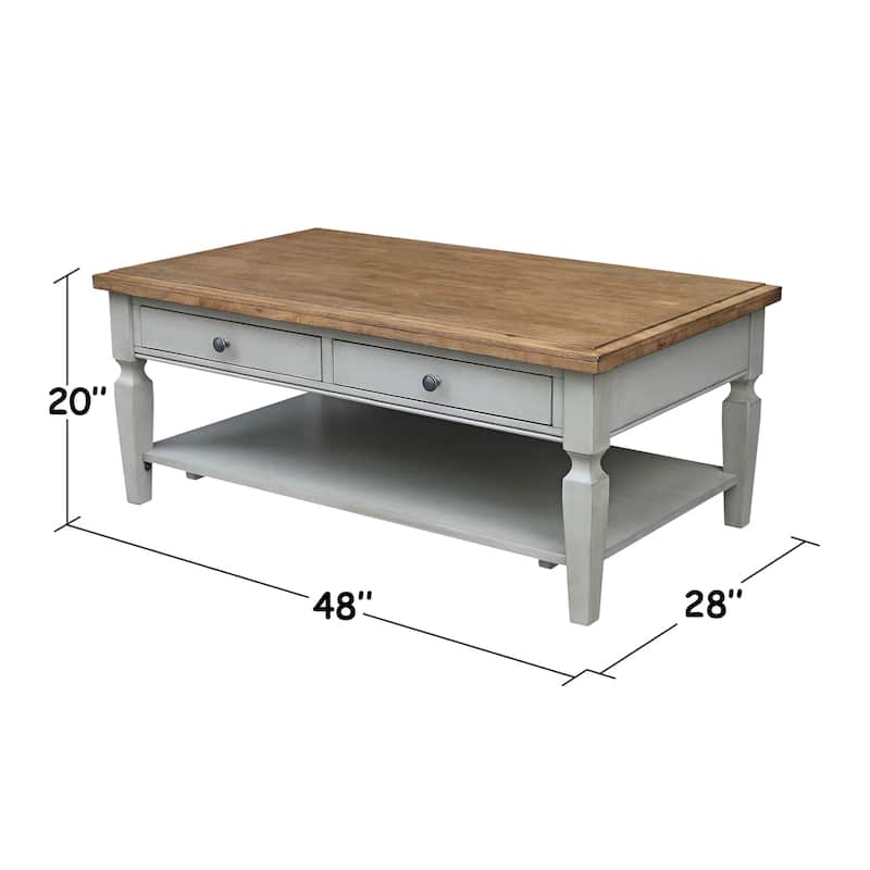 Vista Solid Wood Coffee Table - 48"W x 28"D x 20"H