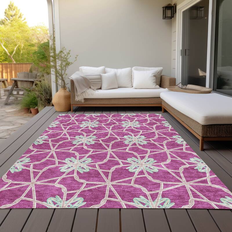 Machine Washable Indoor/ Outdoor Chantille Contempoary Whimsy Rug - Blush - 9' x 12'