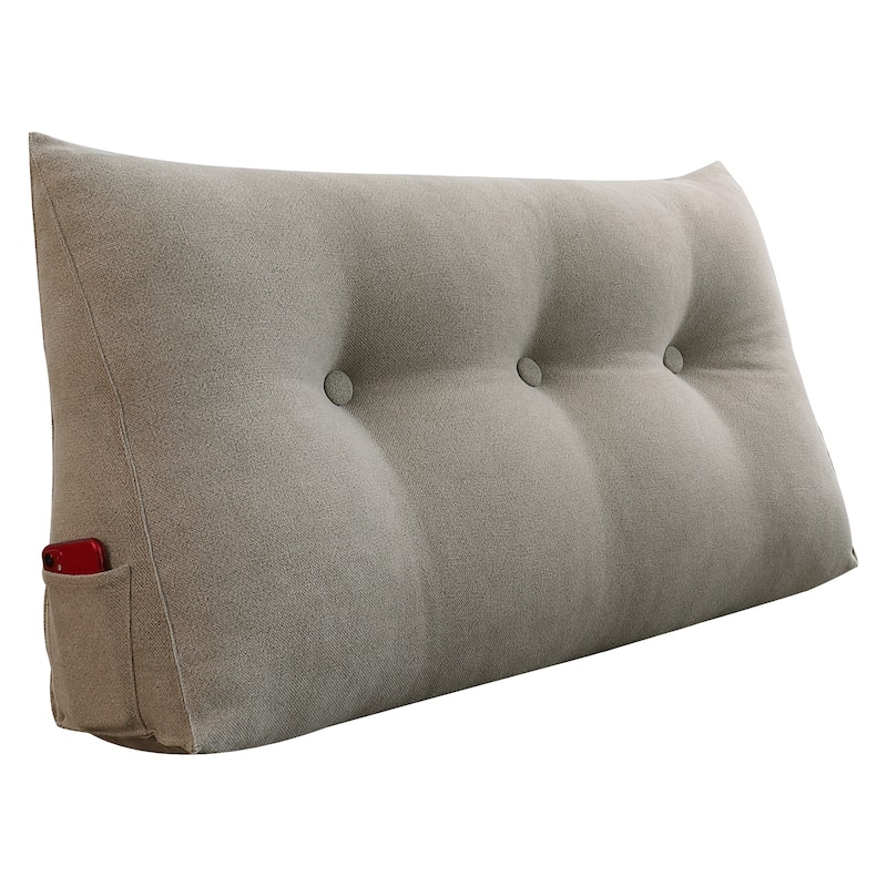 WOWMAX Large Bed Wedge Pillow Headboard Back Support Reading Cushion - Twin - Dusty Taupe