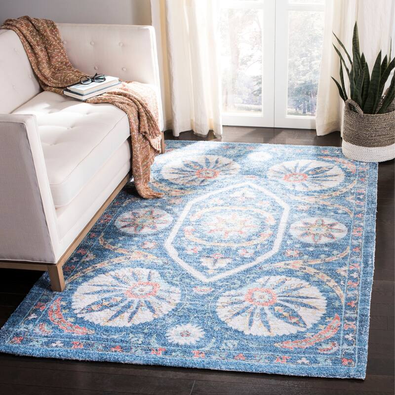 SAFAVIEH Handmade Saffron Tiesha Modern & Contemporary Floral & Botanical - 5' x 8' - Blue/Cream