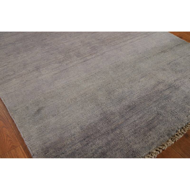 Gray Gabbeh Oriental Foyer Rug Hand-Knotted Wool Carpet - 2'7"x 3'11"