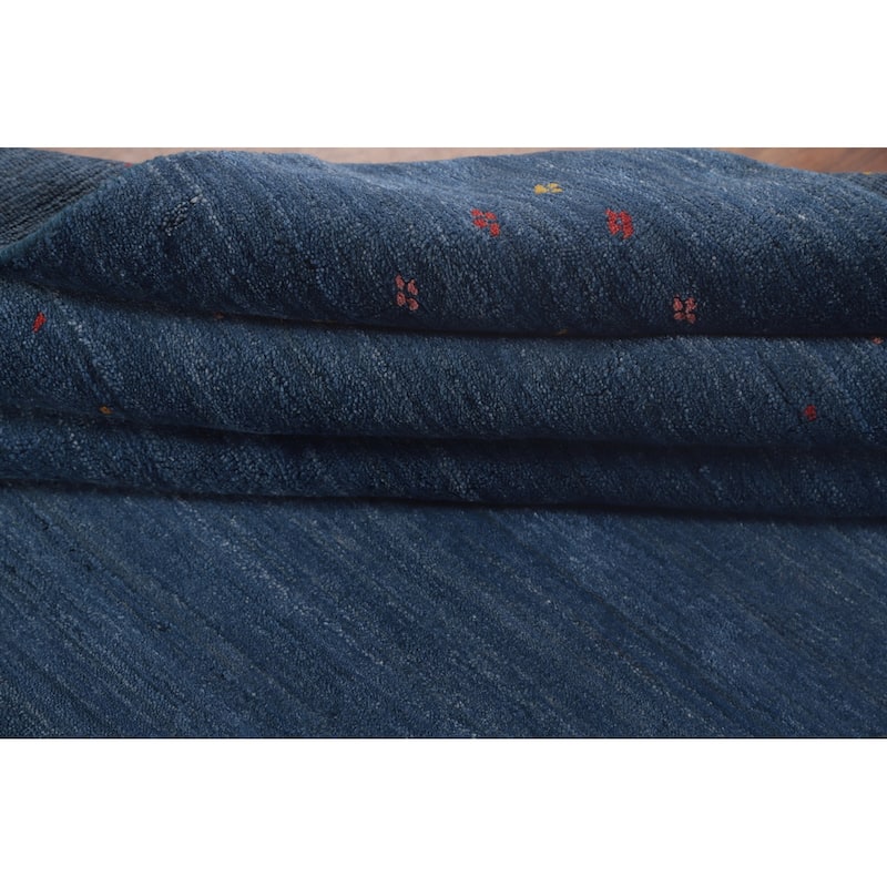 Blue Gabbeh Indian Area Rug Handmade Oriental Silk Carpet - 8'6"x 12'10"