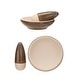 preview thumbnail 1 of 1, Stoneware Mortar and Pestle with Reactive Glaze - 8.0"L x 8.0"W x 2.8"H - 8.0"L x 8.0"W x 2.8"H Brown
