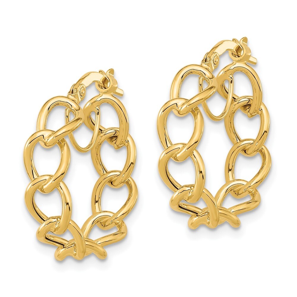 for Women L-21 mm, W-19 mm 14k Yellow Gold Hoop Earrings 