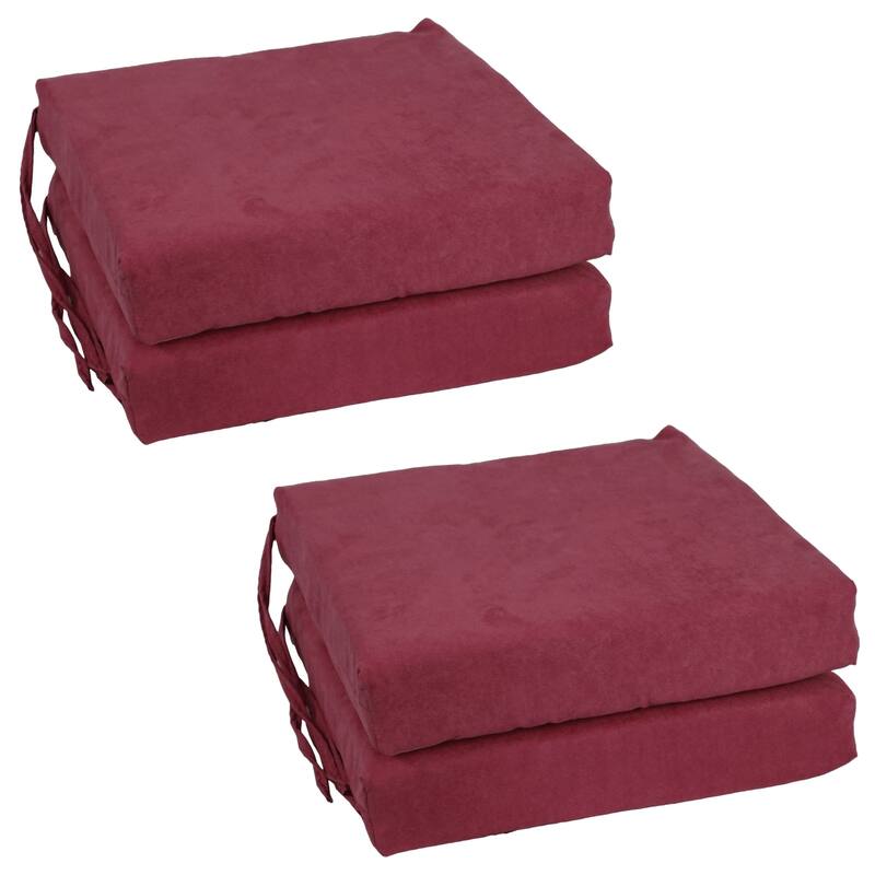 16-inch Square Indoor Microsuede Chair Cushions (Set of 2 or 4) - 16 x 16 - Set of 4 - Red Wine
