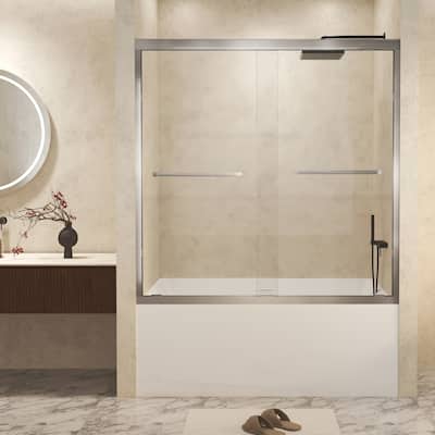 Premium Double Sliding Shower Door with Tempered Glass and Aluminum Frame for Stylish Bathrooms