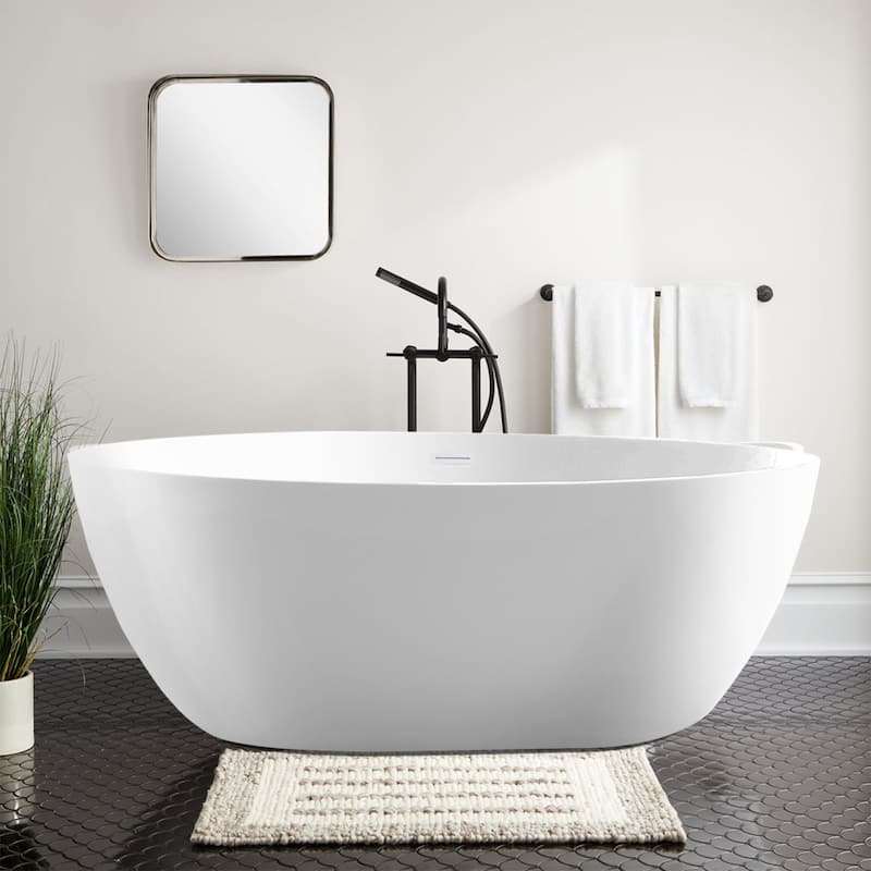 Vanity Art 58.5" X 32.3" White Acrylic Freestanding Bathtub