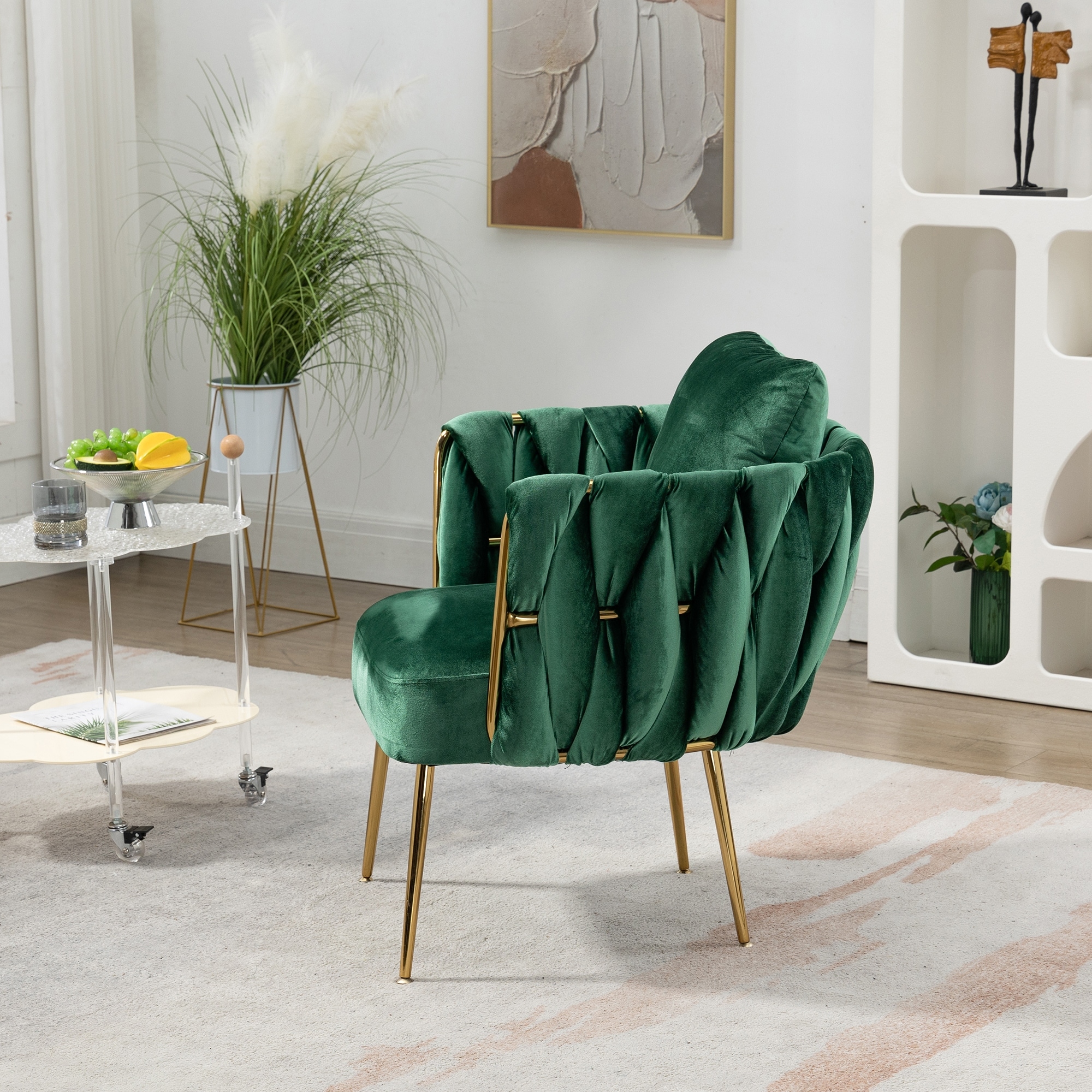 Velvet Accent Chair Armchair Reading Chair Bedroom Lounge Chairs