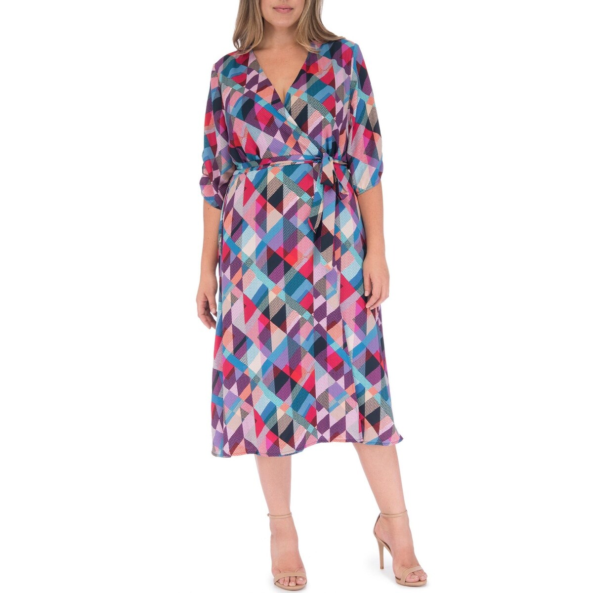 geo print wrap dress