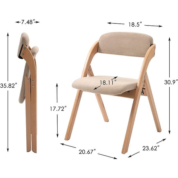 Wooden Stackable Dining Folding Chairs with Padded Seats(Set of 2 ...