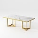 preview thumbnail 56 of 58, Modern Marble Dining Table with White Rectangular Tabletop Gold Stainless Legs, Dining Room Table