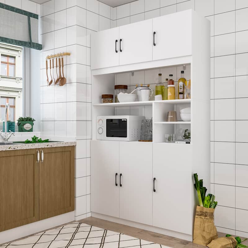 78"H Kitchen Pantry Storage Cabinets with Hutch Kitchen Buffet