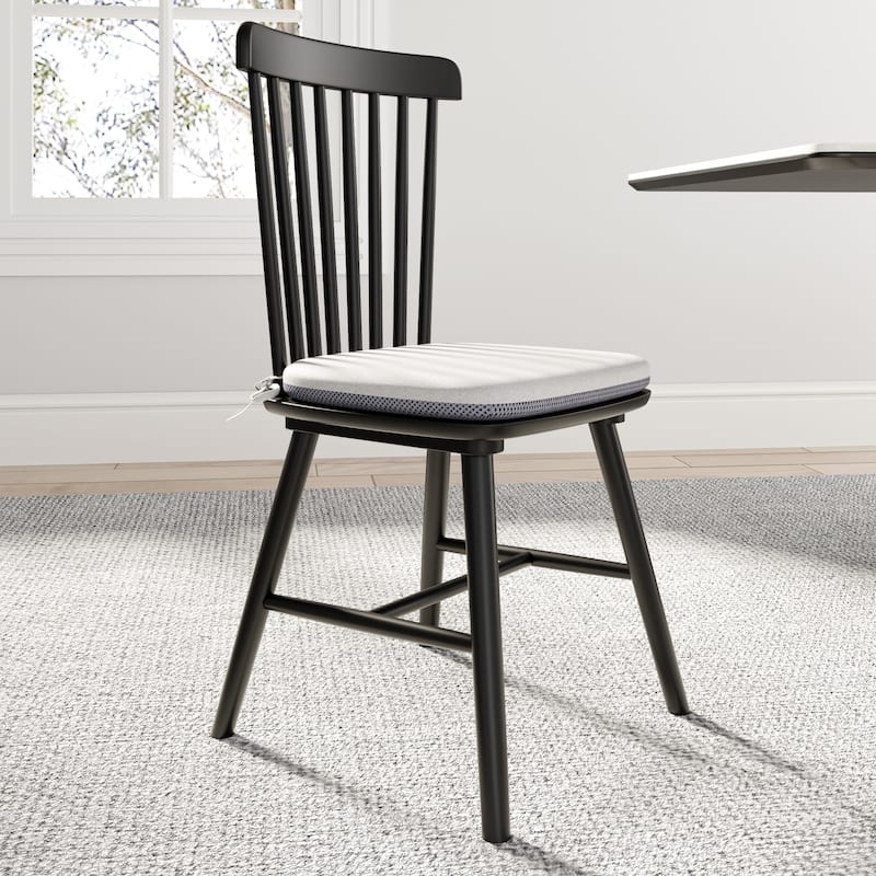 Modern Farmhouse Windsor Solid Wood Dining Chair With Cushion (Set Of 2)