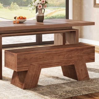 47 Inch Solid Wood Dining Bench with Sturdy Legs for Kitchen, Living ...