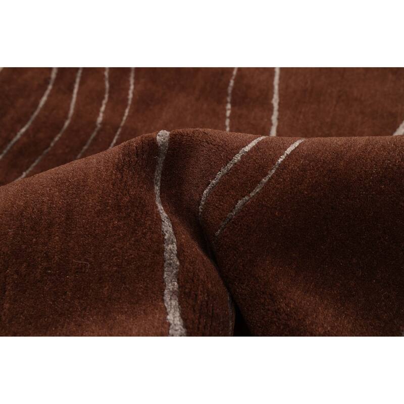 ECARPETGALLERY Hand-knotted Opulence Dark Brown Silk, Wool Rug - 7'11 x 10'0