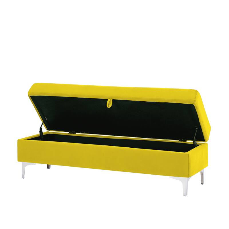 Modern Velvet Ottoman Bench, Storage Ottoman for Home
