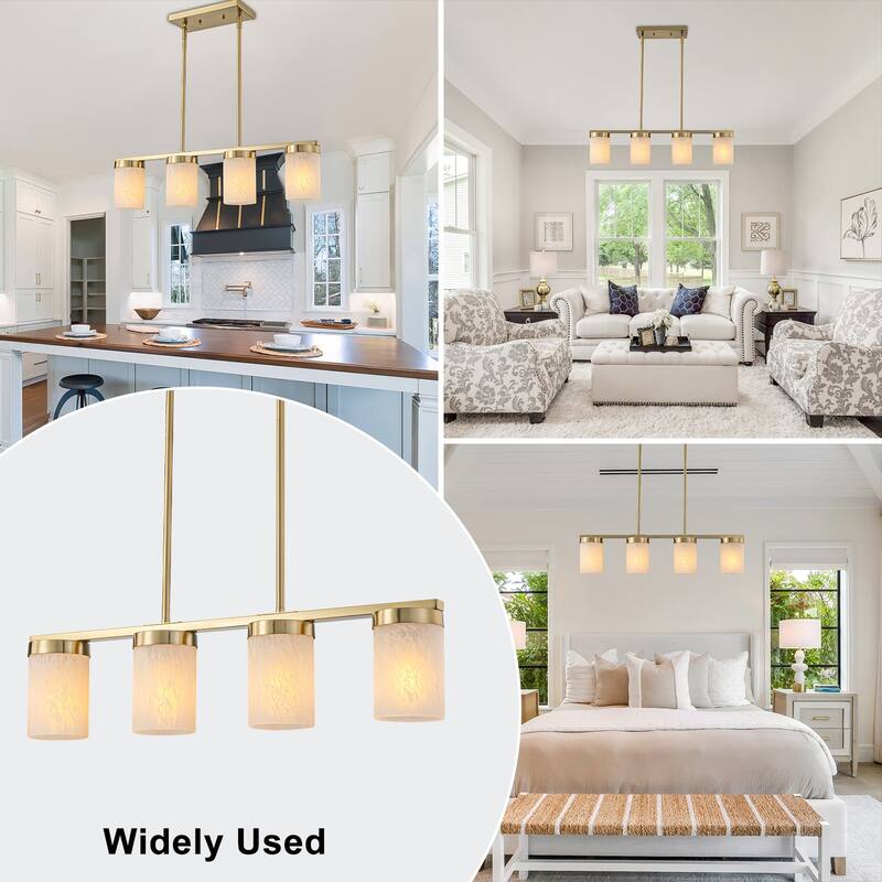 4-Light Faux Marble Glass Island Pendant Light Modern Kitchen - Dia.28.94-in