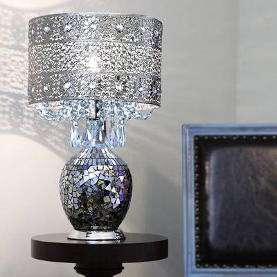 River of Goods Mattei Jeweled Metal Shade with Mosaic Base Table Lamp