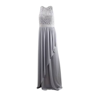 Adrianna Papell Women's Lace Illusion Halter Gown