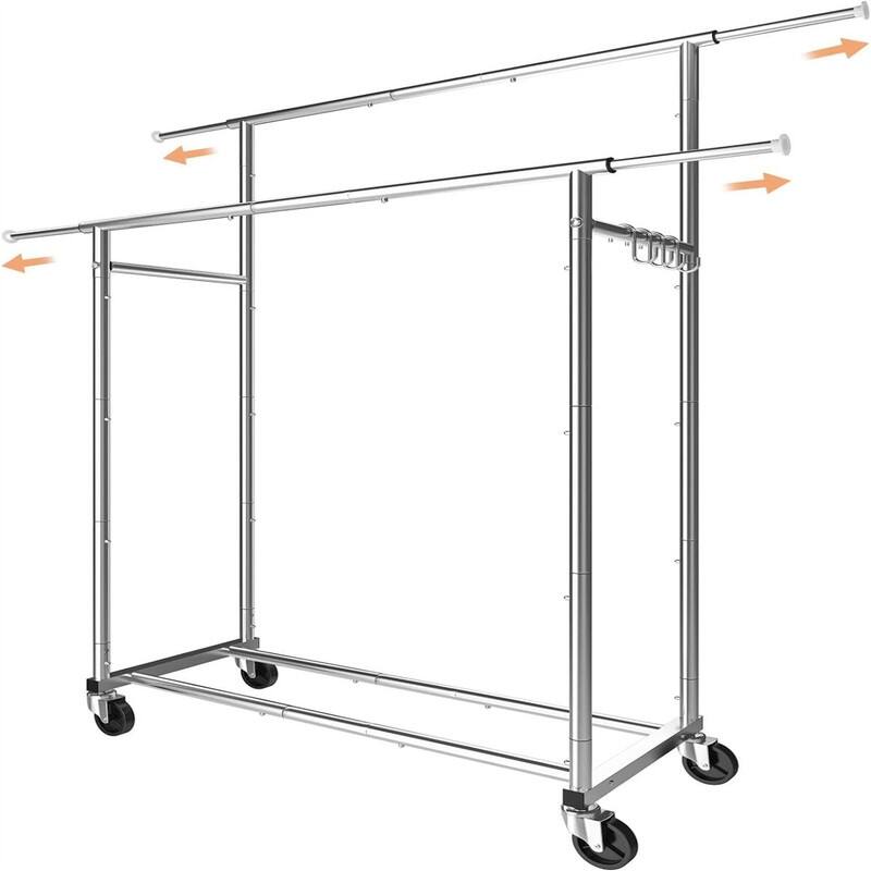 Trending Double Rod Clothing Garment Rack - 16.25"D x 57.5"W x 66.25"H