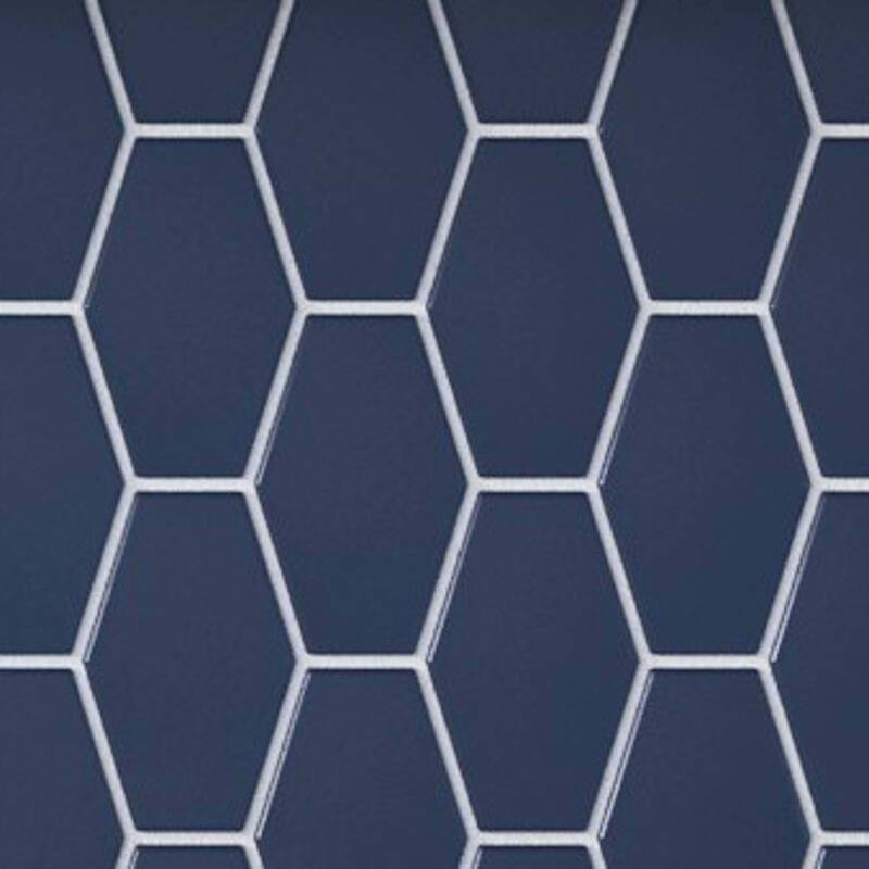 Cruz Bay Studio MKT2872 Long Hex - 11" x 11" Geometric Floor and Wall - Deep Blue Matte