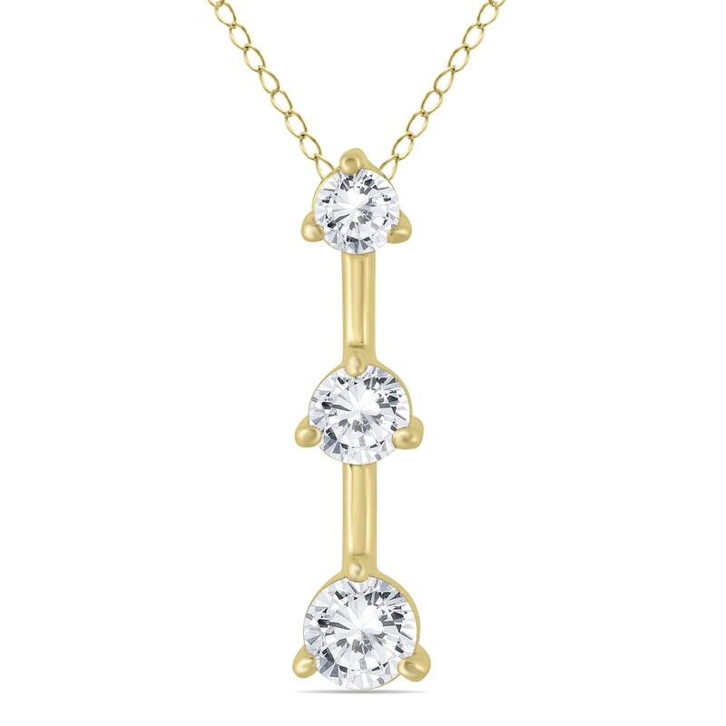 Marquee 10k Yellow Gold 1/2ct TDW Diamond 3-stone Drop Pendant