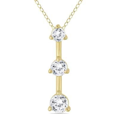 Marquee 10k Yellow Gold 1/2ct TDW Diamond 3-stone Drop Pendant