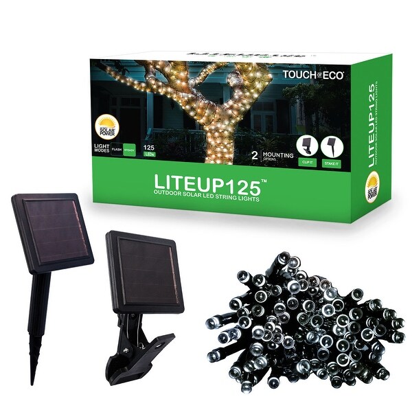 Shop Liteup125 Outdoor Solar 125 Led String Lights White On Sale