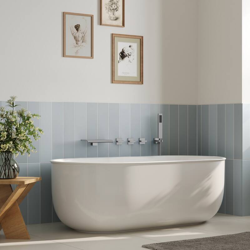 GRANDJOY Wall Mounted 3-Handle Tub Shower Faucet with Handheld Shower and Waterfall Tub Spout